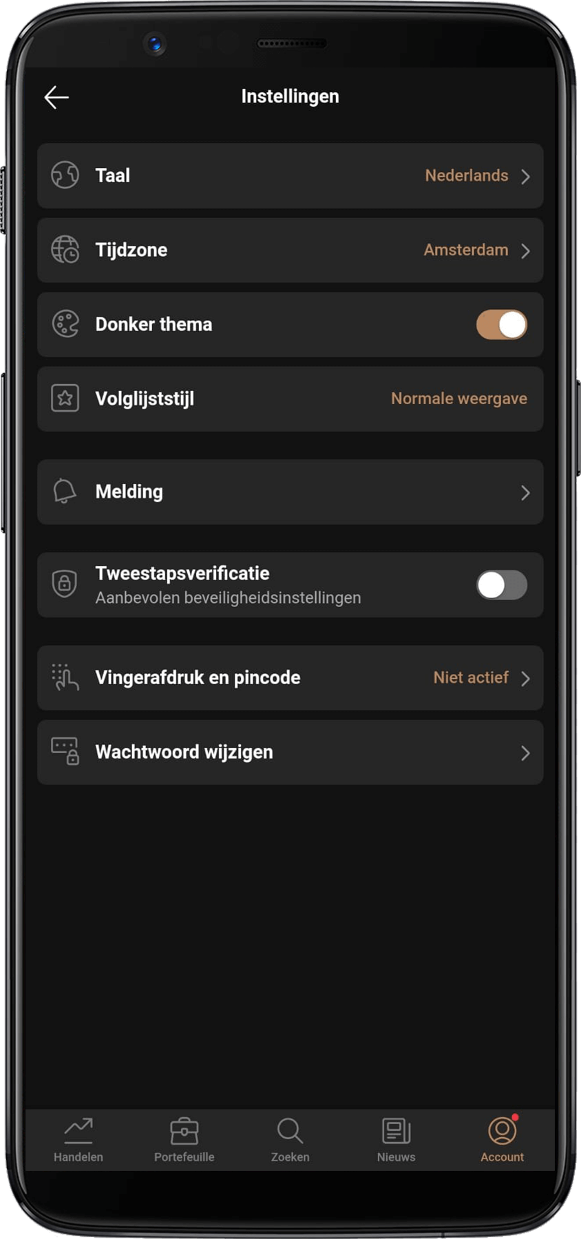 Capital.com instellingen
