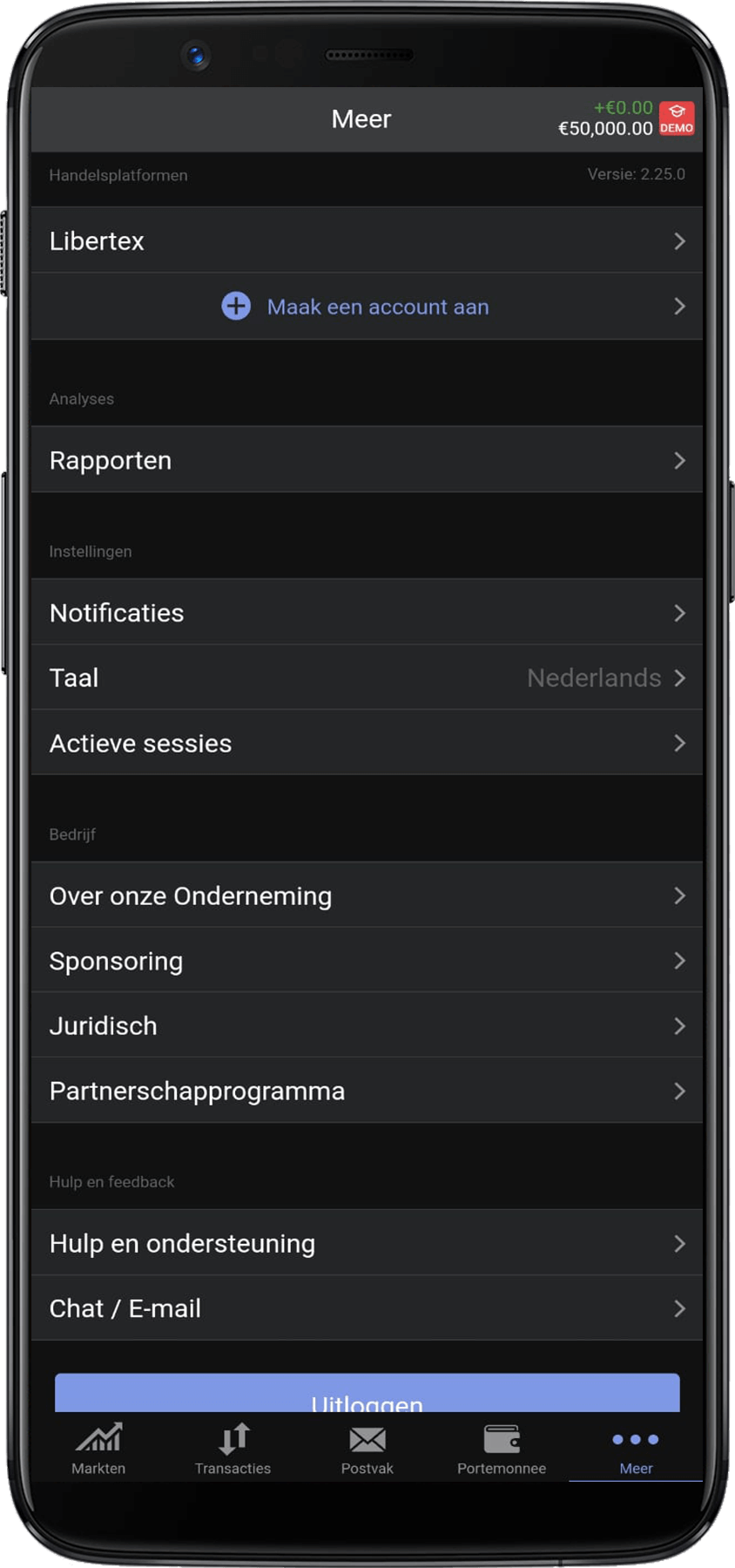 Libertex instellingen