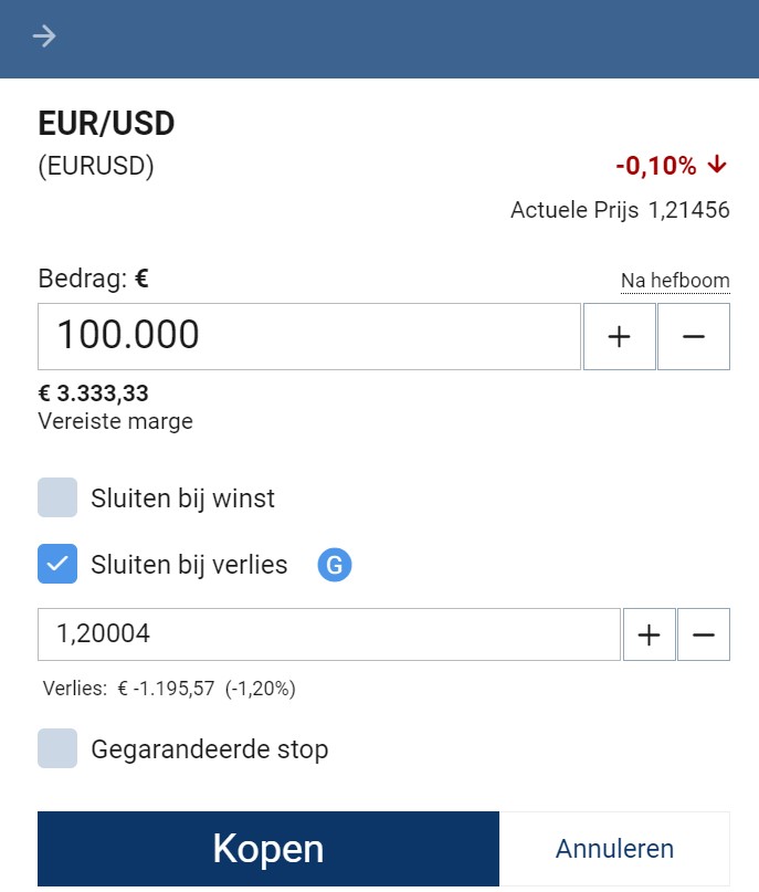 Plus500 Stop loss instellen