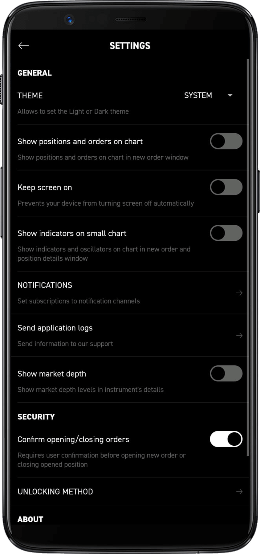 XTB review settings