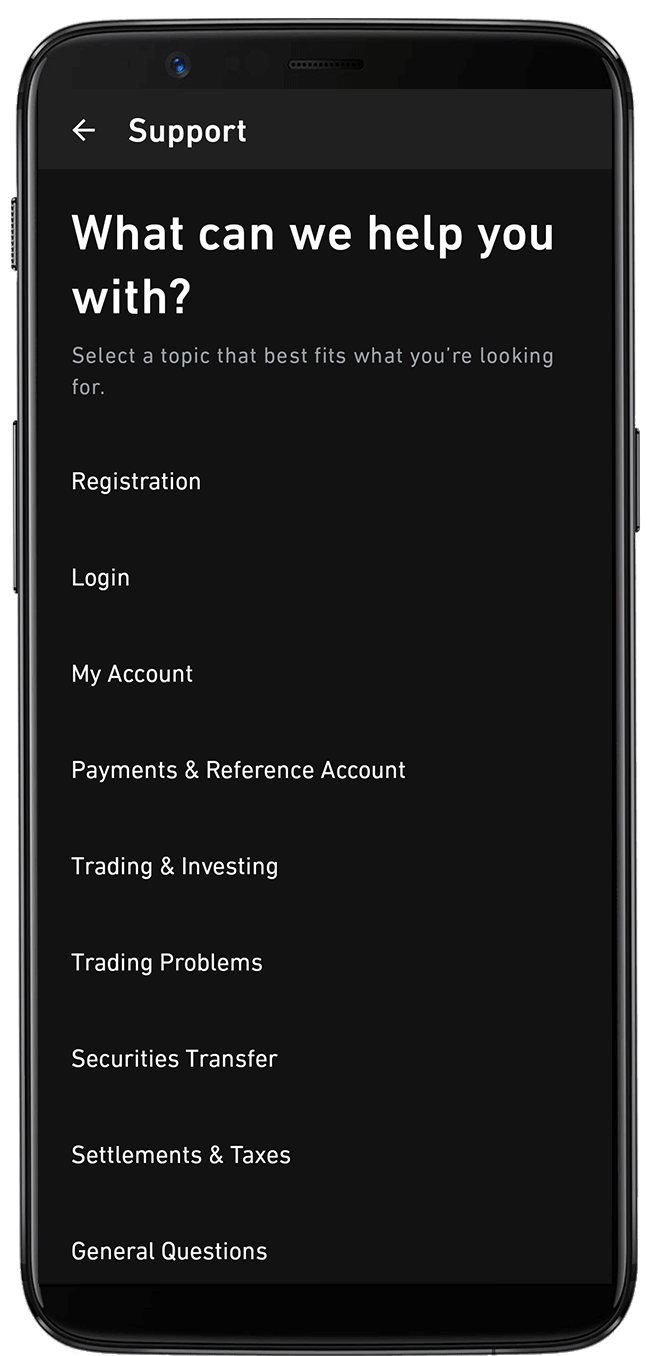 Trade Republic app support