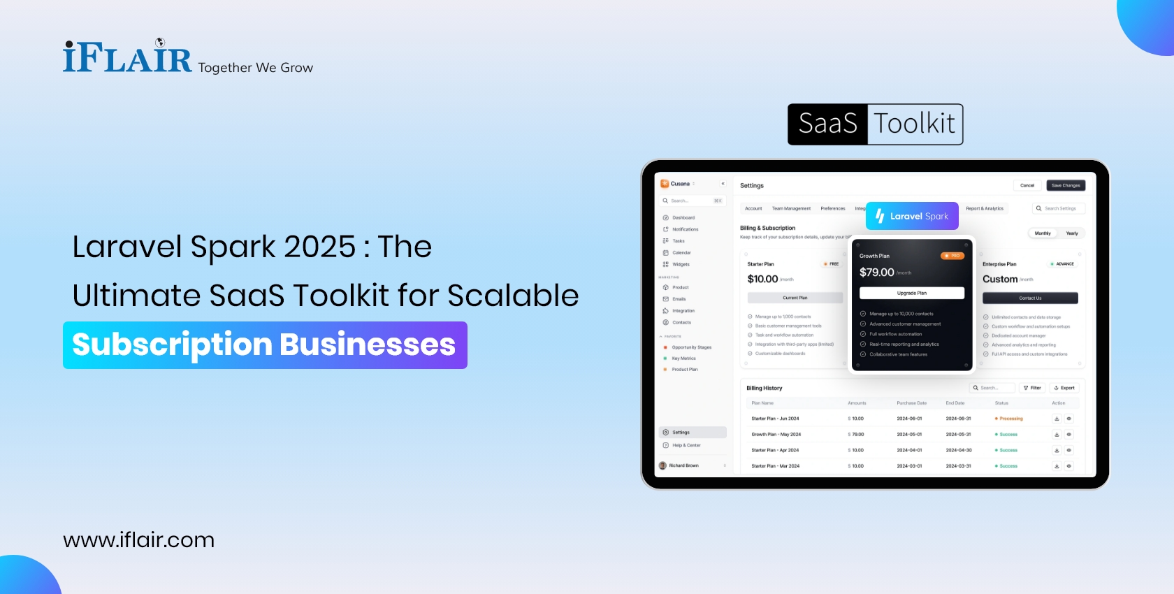 Laravel Spark, SaaS Development, Laravel Billing, Stripe, Paddle, Subscription Management, Laravel Authentication, Larave lSaaS, Team Management
