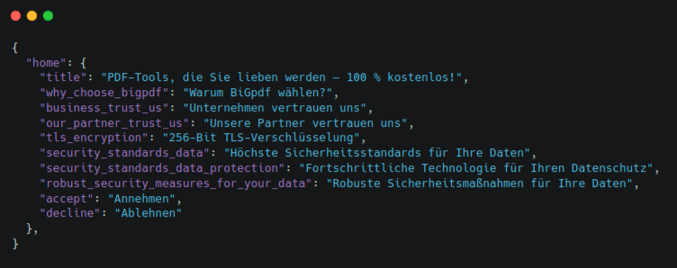Vue, js Organizing Translation