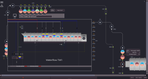 Control tunnel washer waterflow